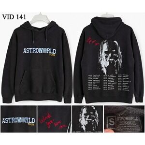 Astroworld Tour Black Pullover Hoodie Men's S Cactus Jack "Wish You Were Here"